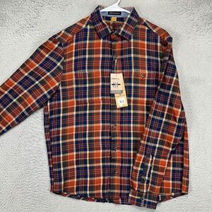 Tailor Vintage Flannel Shirt Men Large Luxe Performance Blue Plaid Button Up NEW